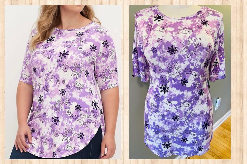Torrid 2 Disney Super Soft Tie Dye Tangled Print Favorite Tunic Top T Shirt 2X